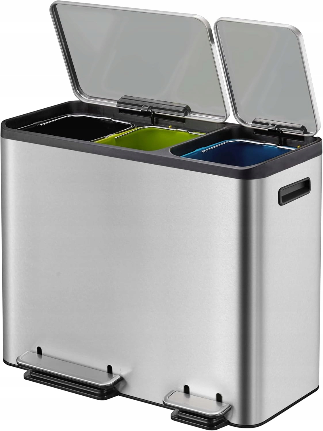 Levně Trojitý odpadkový koš Eko Ecocasa 15+15+15 l matná nerezová ocel