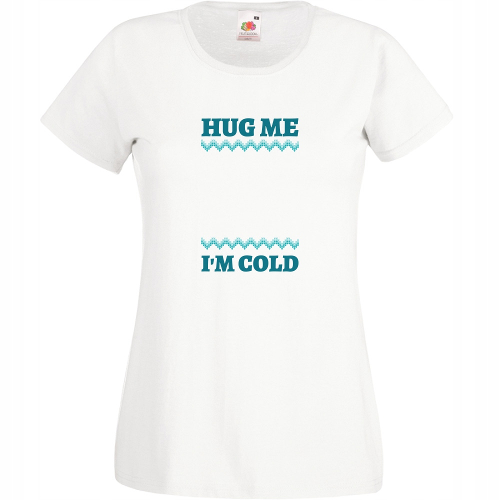 

Koszulka hug me im cold S biała