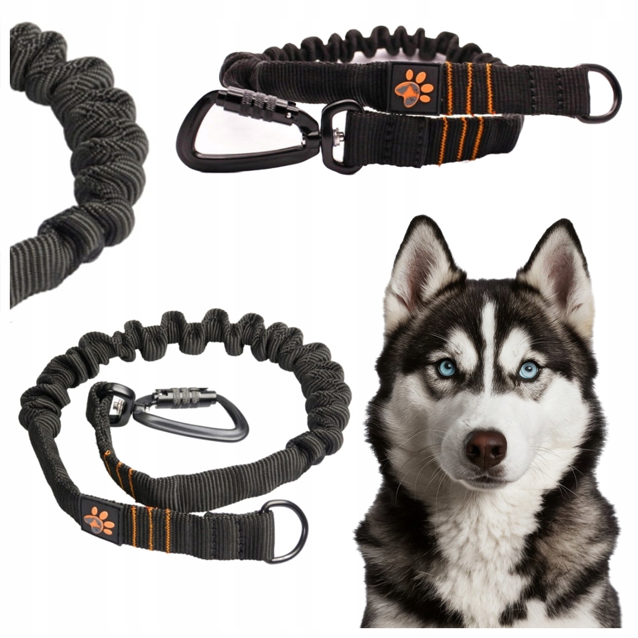 Levně Tlumič Na Vodítko Pro Velkého Psa, Lehký, Odolný Joqu, Černý