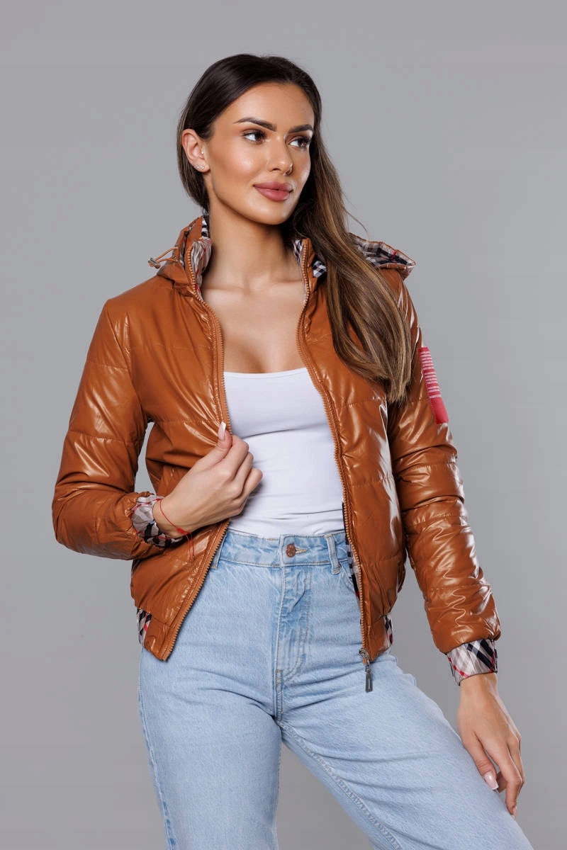 Lesklá Dámská Bunda B8030 Karamel XL (42)