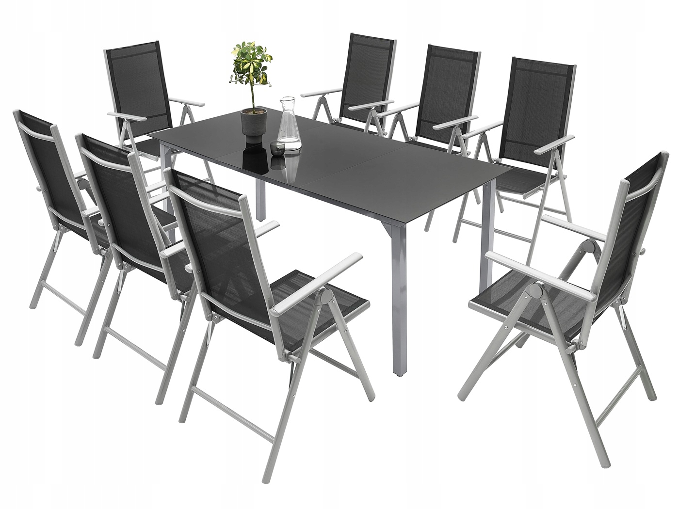 MEBLE OGRODOWE ZESTAW TARASOWY SZKLANY STÓŁ 8K Producent MAT-COMPANY