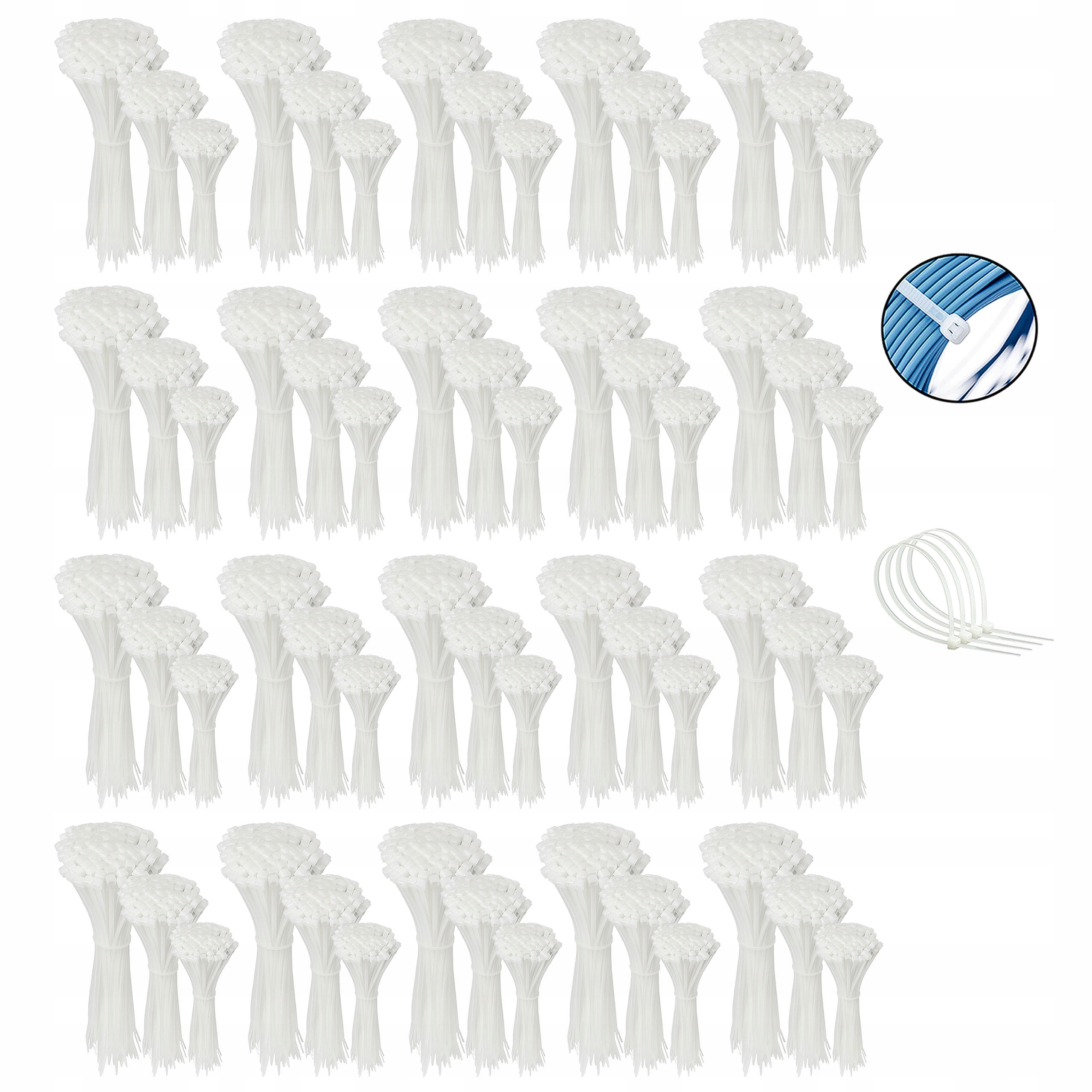 Opaski zaciskowe, białe trytytki 2,5 mm 6000 szt