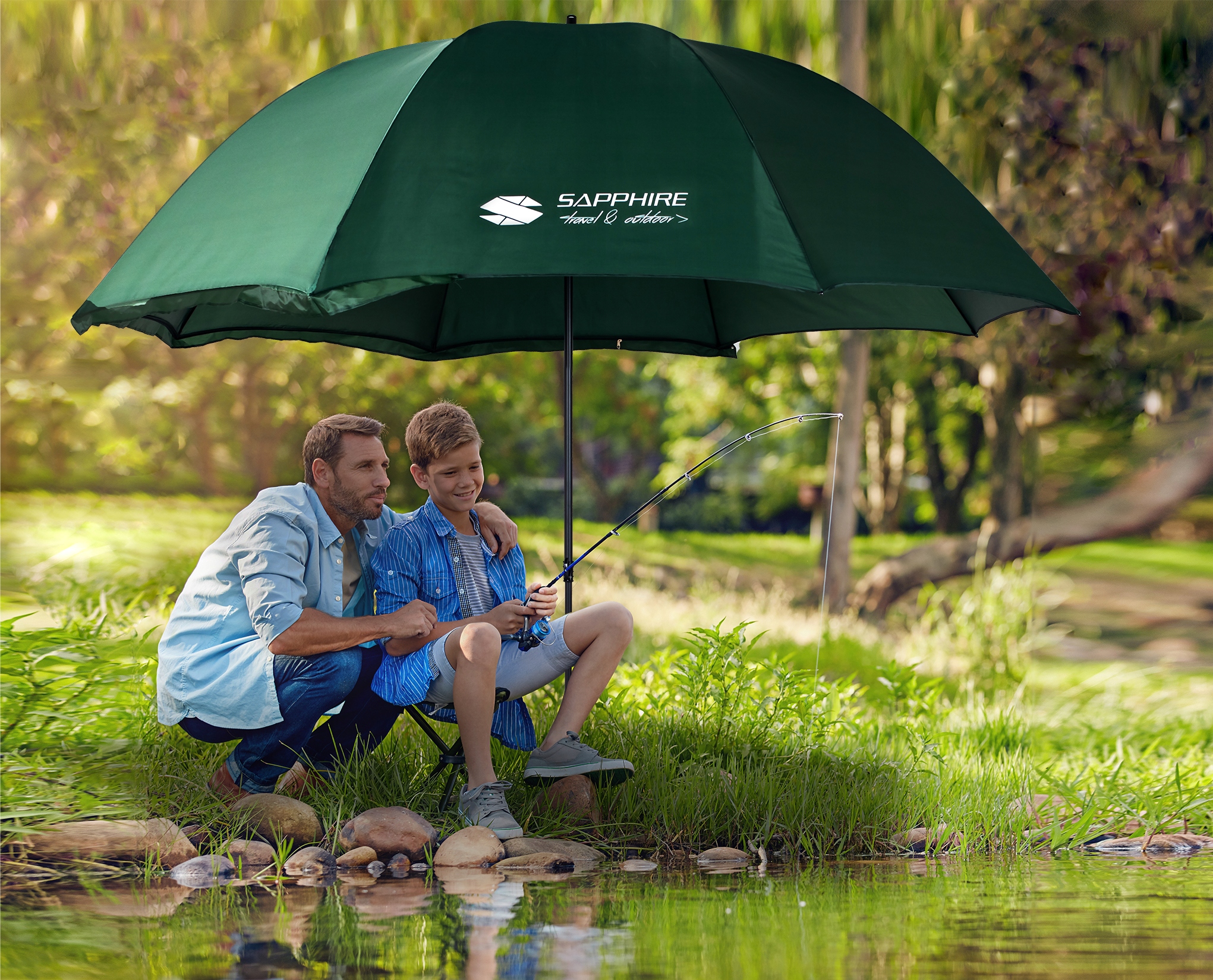 DUŻY PARASOL WĘDKARSKI 240cm WODOODPORNY namiot Z BOKAMI na ryby PARASOL Marka Sapphire