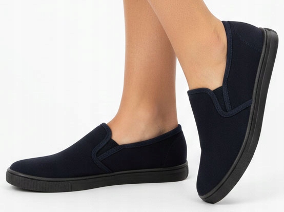 9287 GRANATOWE TRAMPKI ZAMSZOWE TENISÓWKI SLIP ON WSUWANE