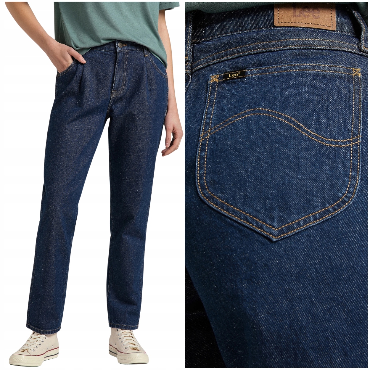 Lee Carol Pleated Hemp dámské vysoké rovné džínové kalhoty 7/8 W34 L33