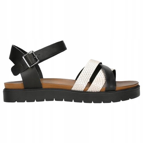 Černo-zlaté dámské sandály s proplétanými pásky, velikost vel.