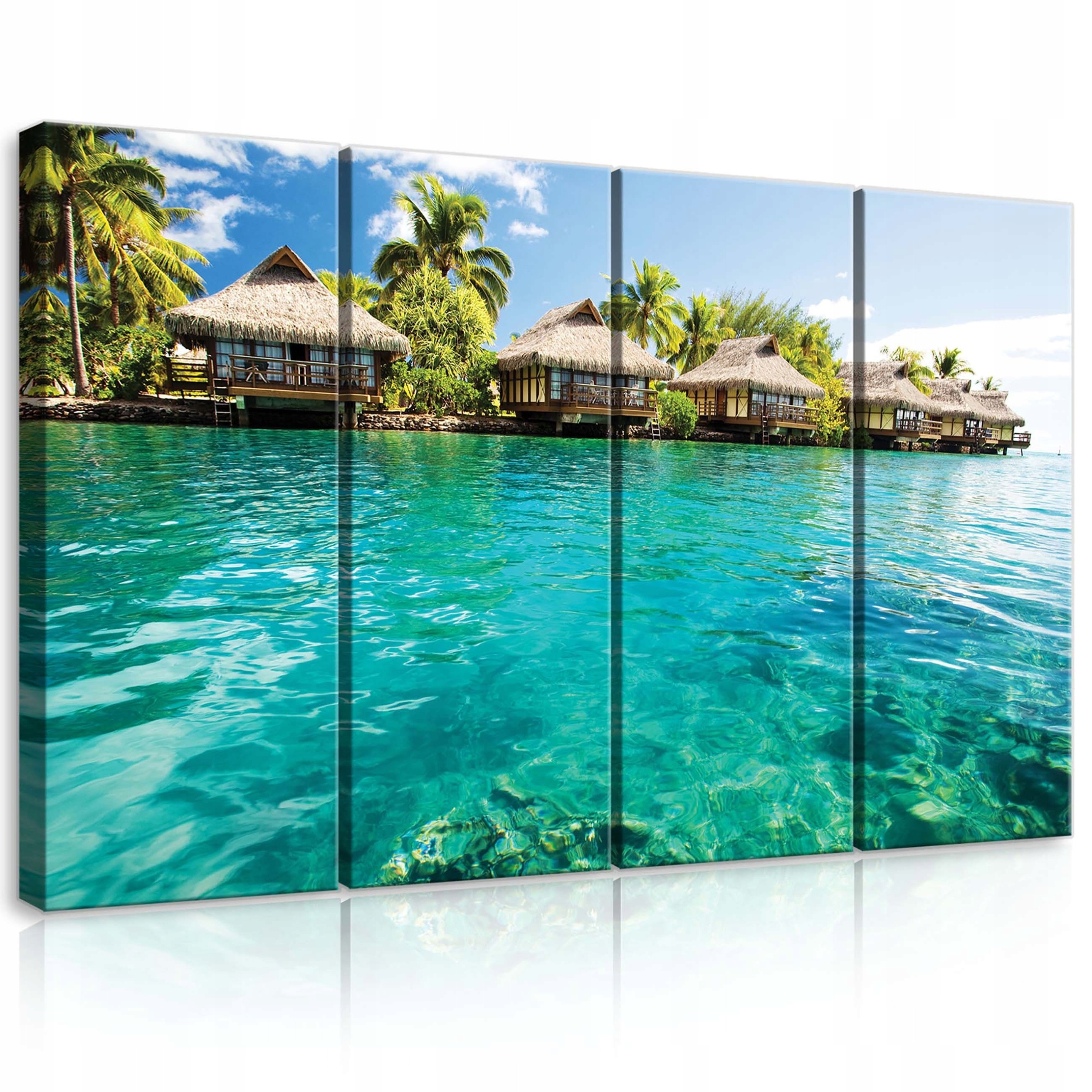 Obraz 120x80 Tropický bungalový raj tyrkysová palma relax exotika