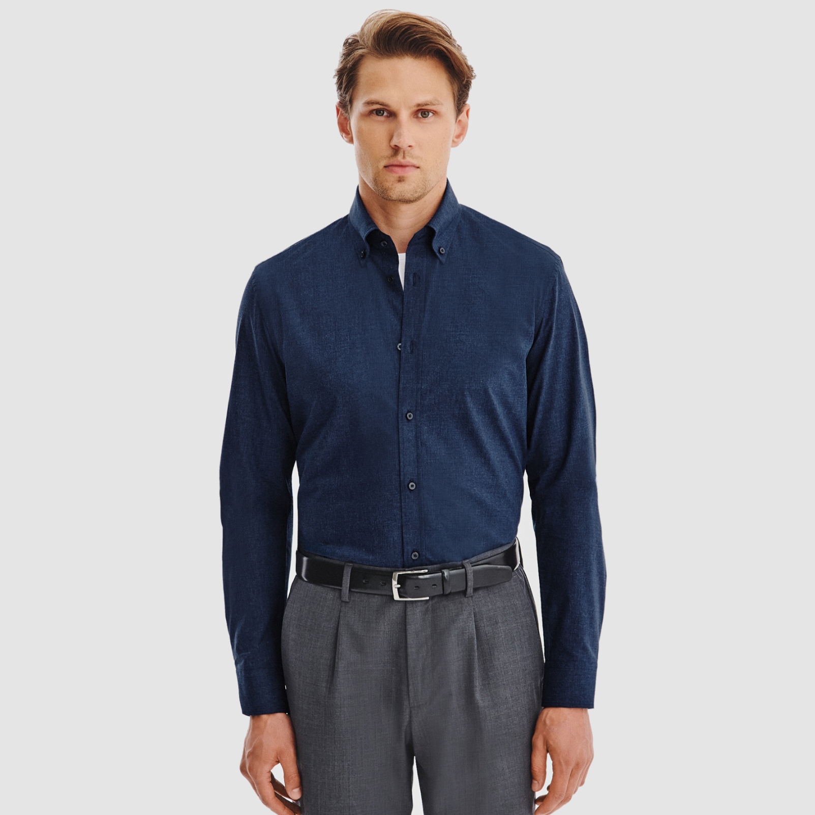 Pánská tmavě modrá košile s melanžovým vzorem 100% bavlna Pako Lorente , vel XXL