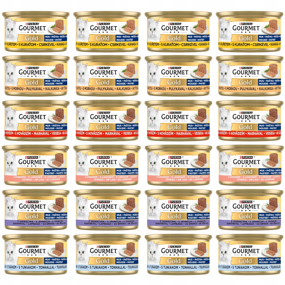 Krmivo mokré pro kočky Purina Gourmet Gold pěna mix chutí 24x85 g