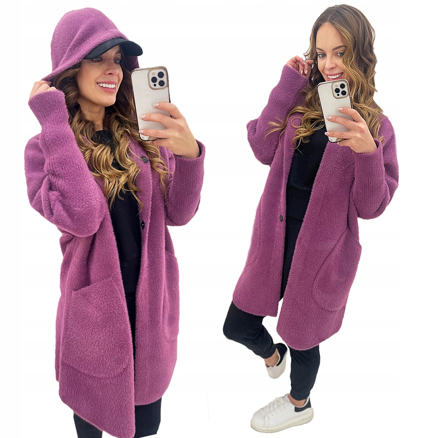 Alpaki_kabát Kapuce Vlna Alpaka Barvy Vřesové