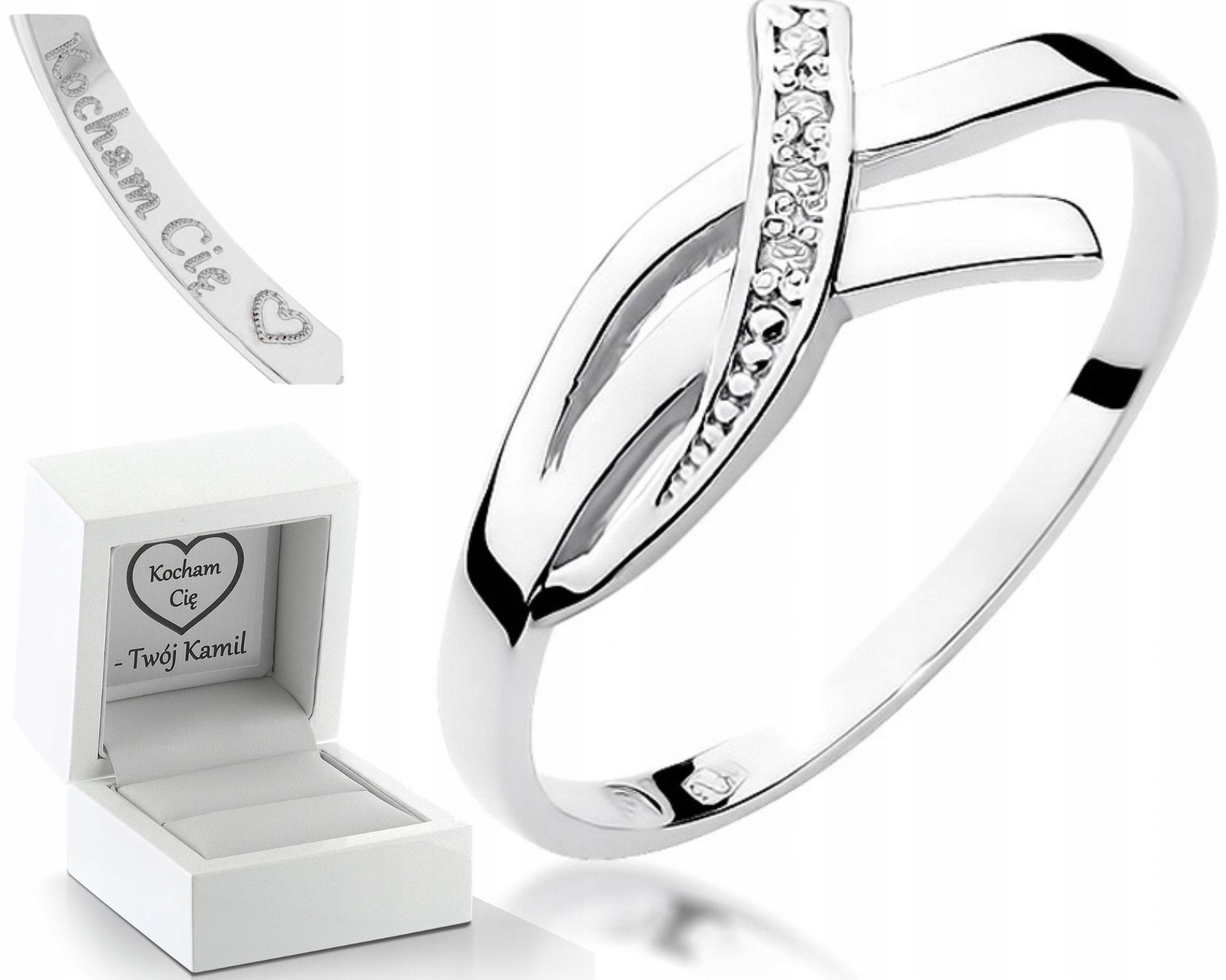 Prstýnek S Brilianty, Bílé Zlato, Gravírování Bonus