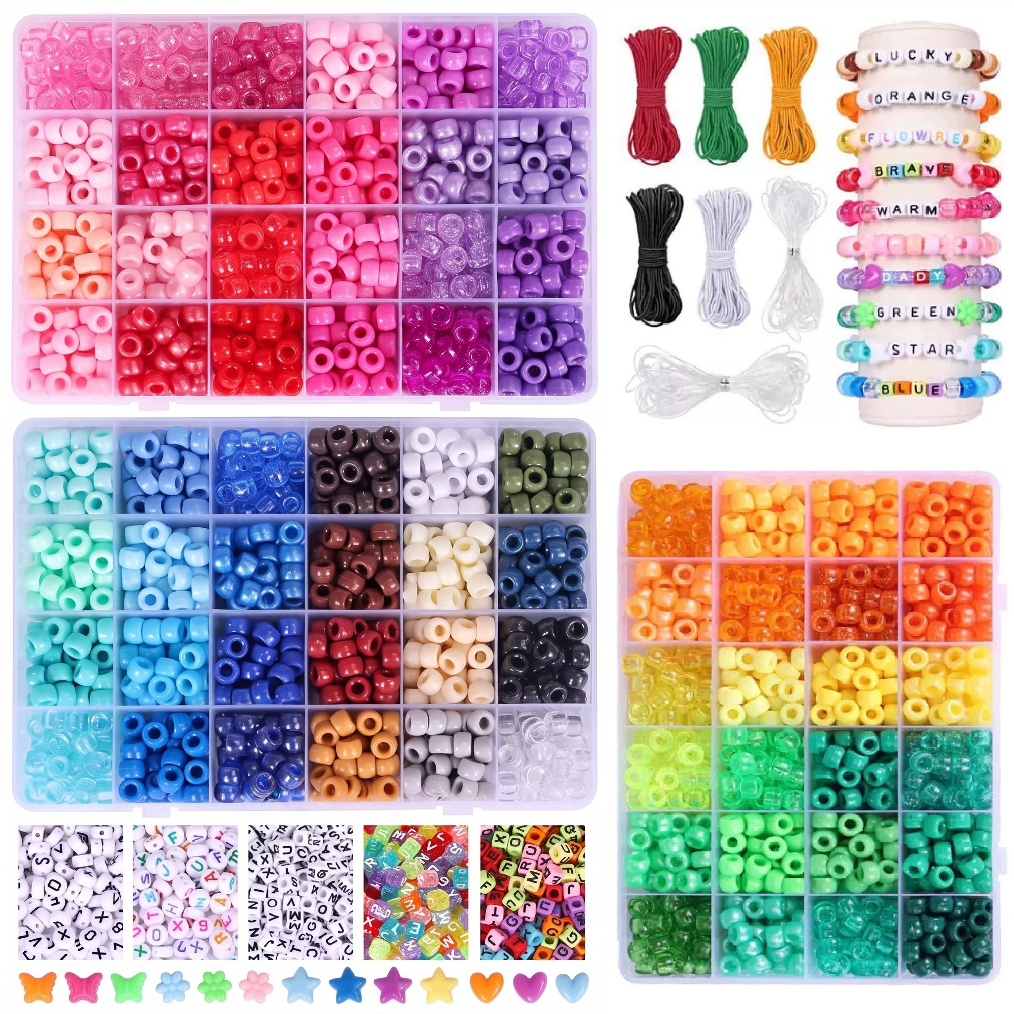 Sada korálků Pony Rainbow Bead pro značení šperků 1600 ks. 72 barev