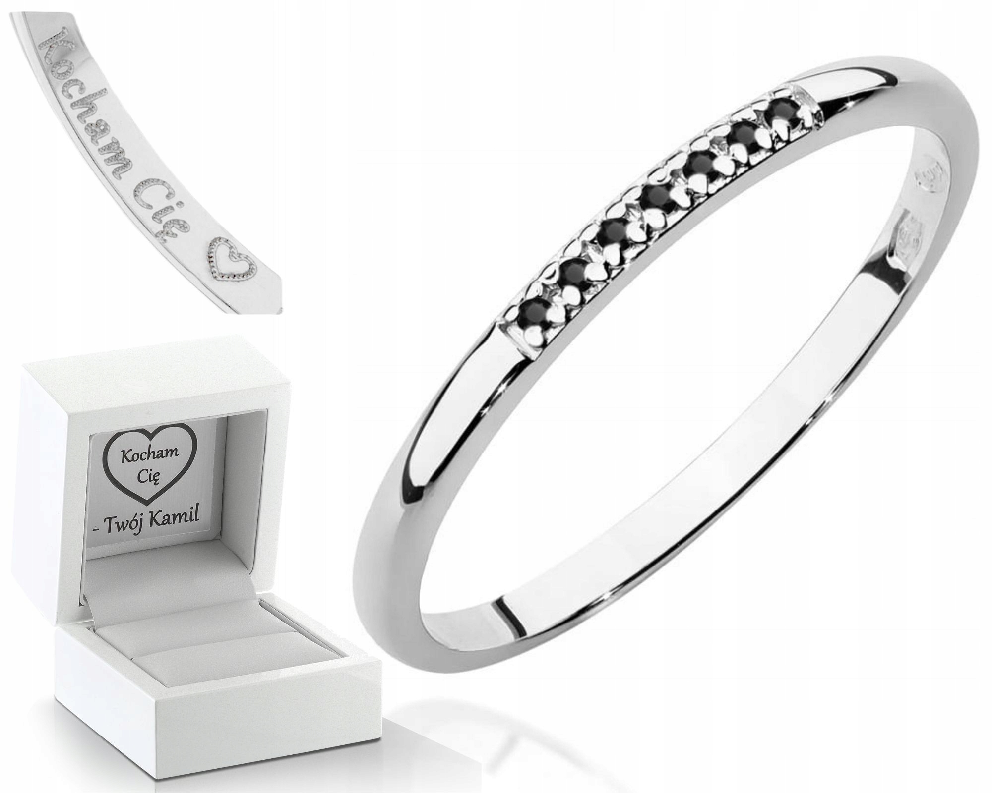 Prstýnek Prsten Z Bílého Zlata S Černými Diamanty 585, Gravírování Bonus