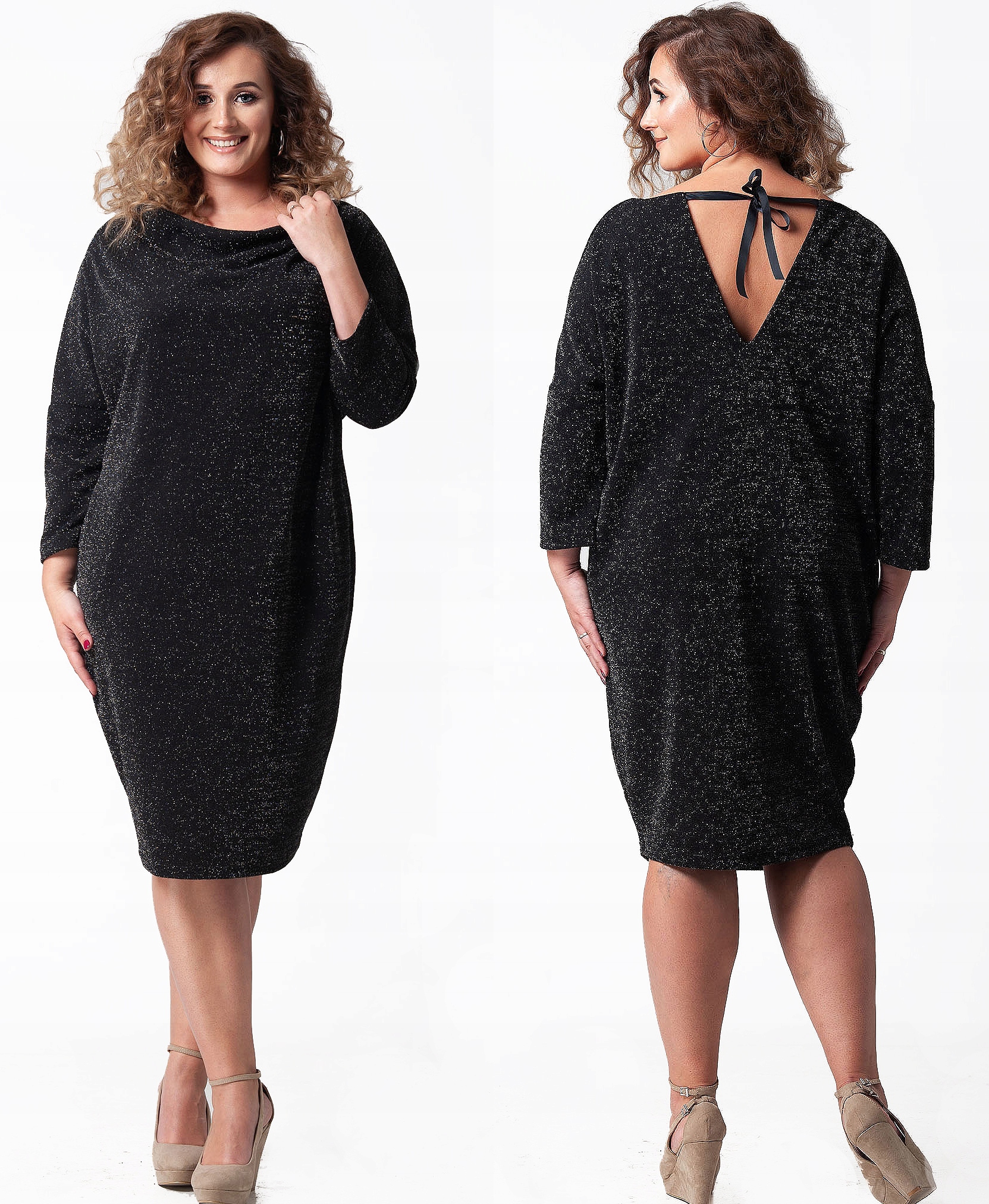 Lesklá Šaty na svatební hostinu zakrývající bříško Plus Size (46-54) 6XL 52