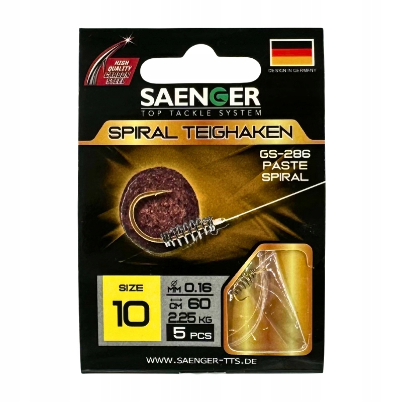 Saenger Przypony wiązane na Ciasto Wędkarskie 60cm 0.16mm rozm. 10