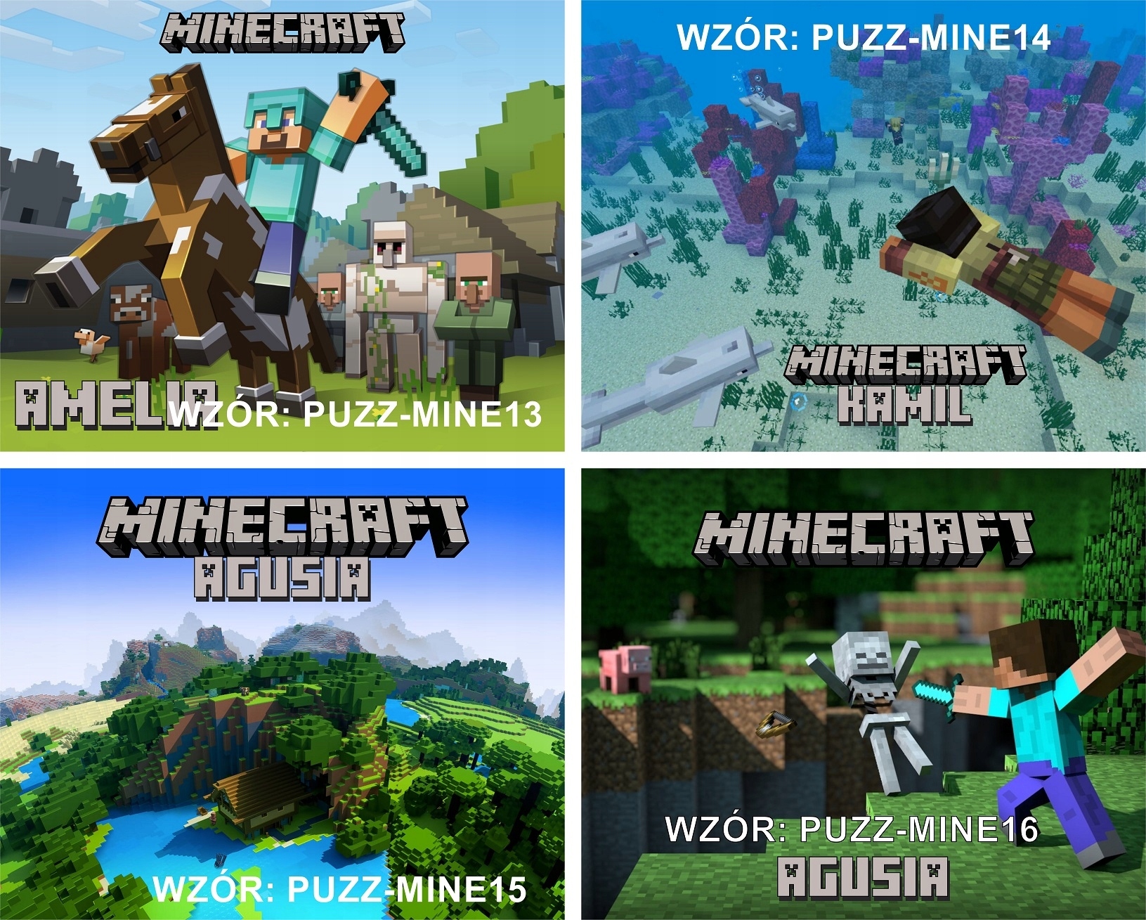 Puzzle + IMIĘ + pudełko MINECRAFT A4 110 el Liczba elementów 110