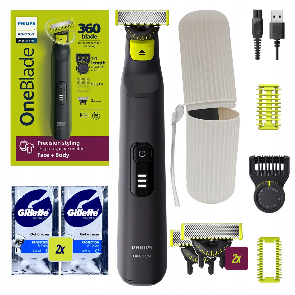 Golarka Philips One Blade Zestaw 2xŻEL I Etui Do Twarzy Zarostu 2 Ostrza