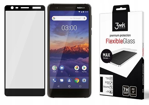 

Nokia 3.1 | szkło hybrydowe Cały Ekran| 3mk Fg Max