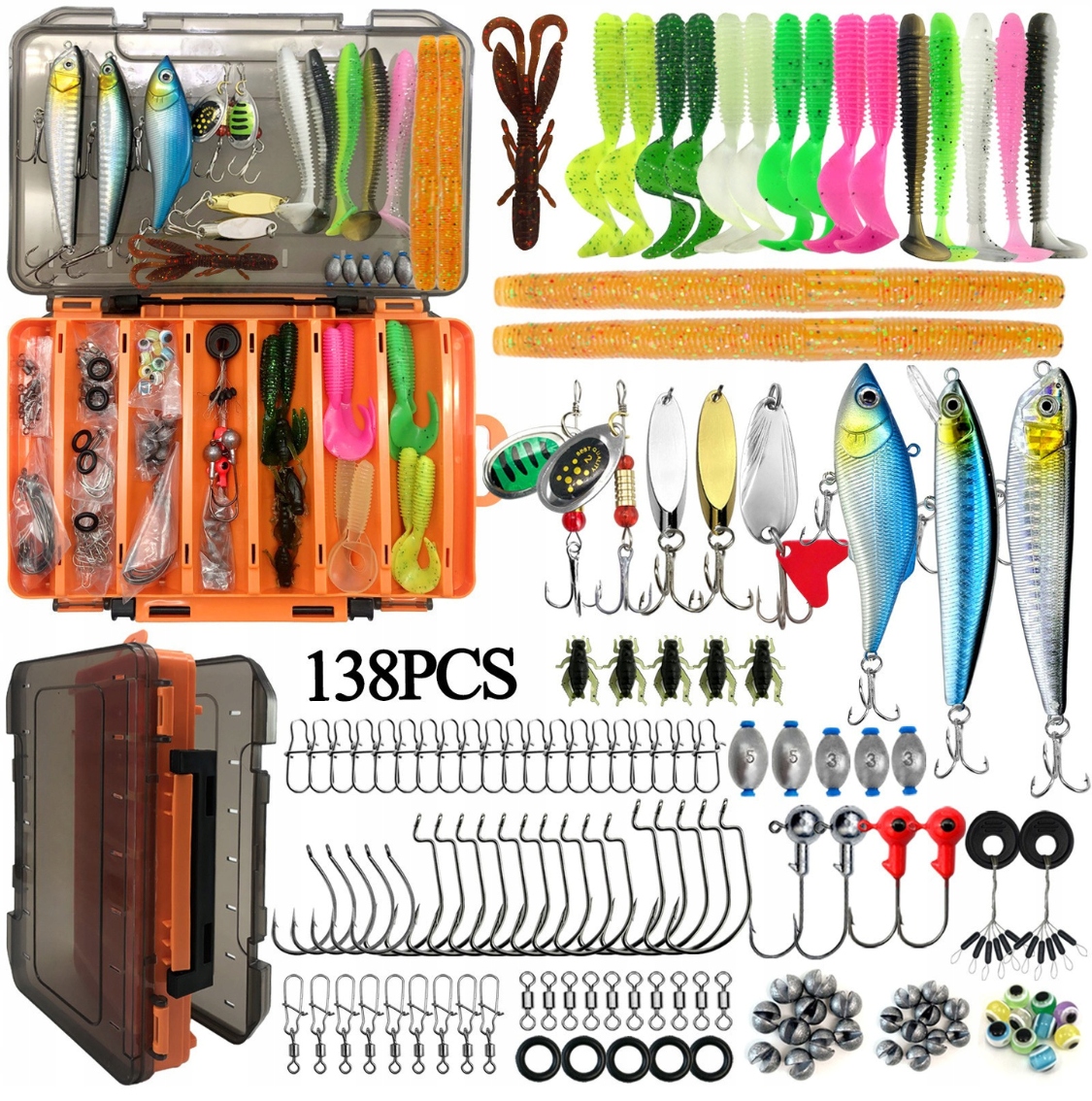 SKRZYNKA WĘDKARSKA ZESTAW PRZYNĘT NA RYBY HACZYK SPINNING SPŁAWIK AKCESORIA