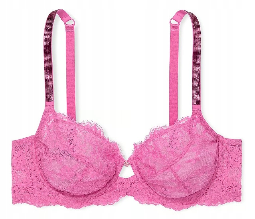 Krajková podprsenka Victoria's Secret růžová s zirkony 80D (36D)
