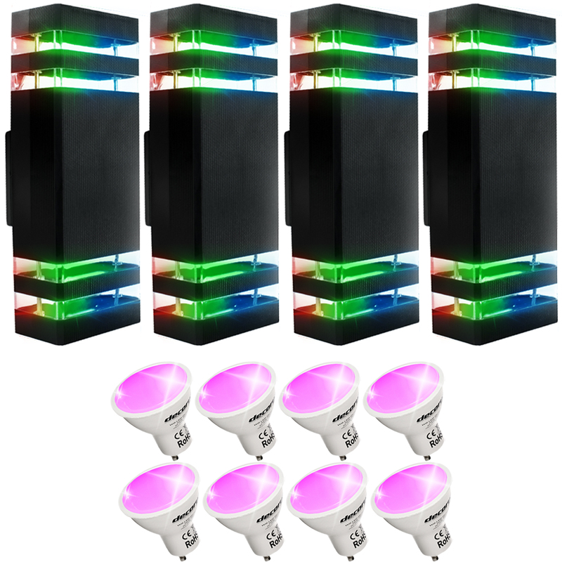 4x Zewnętrzny Kinkiet Na Balkon Taras Lampa Led Rgb Sterowana Smartfonem