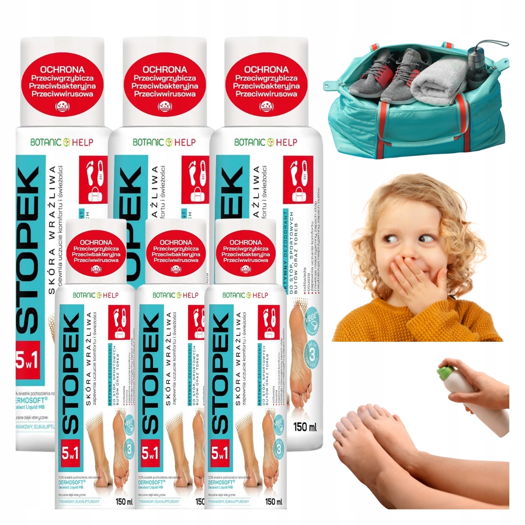 Deodorant na boty Sprej Antibakteriální Sprej na obuv 5v1 na nohy 6x