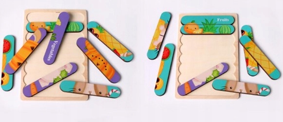 UKŁADANKA DREWNIANA DWUSTRONNA PATYCZKI JEŻ ŻYRAFA Marka Creative & Fun