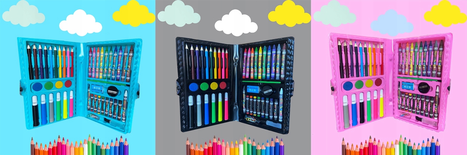 Duży zestaw Kredek + farbki mazaki pisaki Walizka Płeć chłopcy dziewczynki