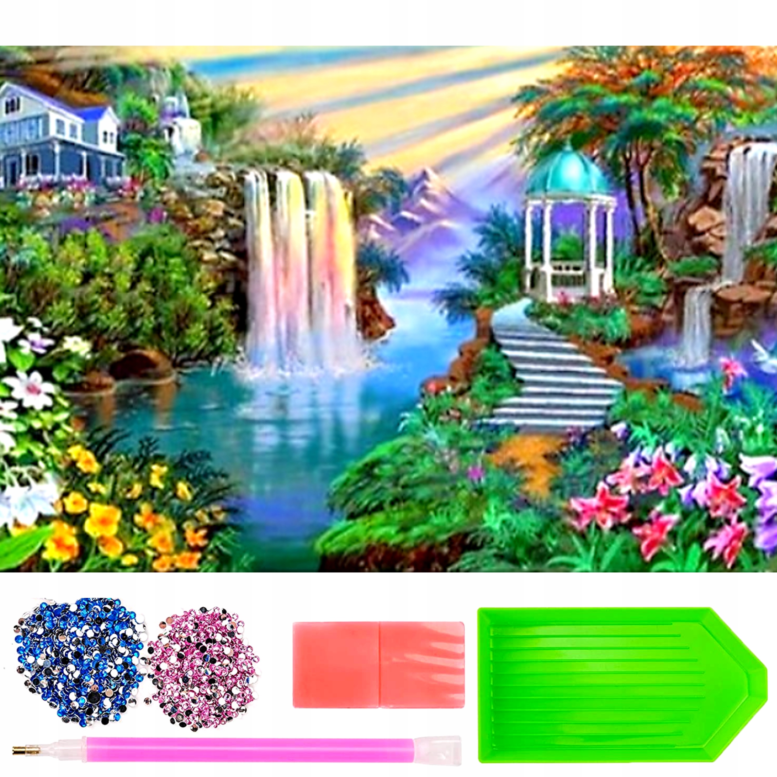 Velký Diamantový Výšivky 80X40 XXL Vodopády Krajina Květiny Dům Hora 5D