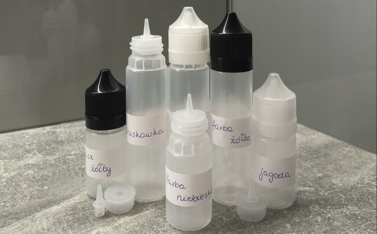 BUTELKA BUTELKI PLASTIKOWE 60ML 100SZT + ETYKIETY Producent inny