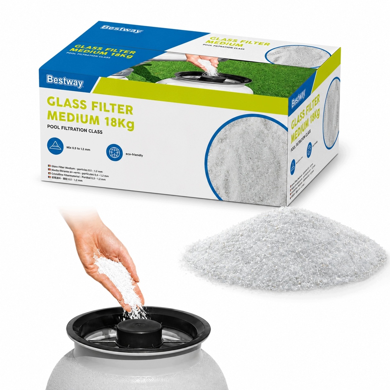 Sklo Bestway 18 kg pro písková čerpadla 0,5-1,0 mm