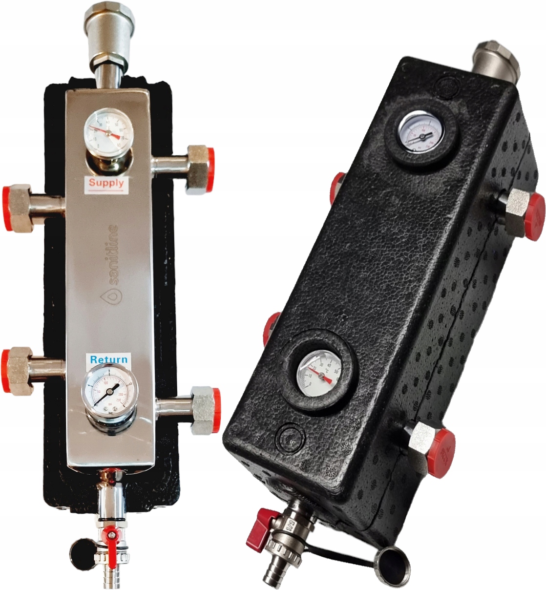 Hydraulická Spojka Sanitline 1" 65 kW Manometer Teplomer Ventily Izo