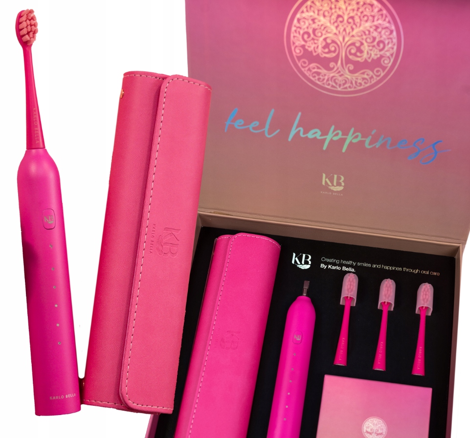 Szczoteczka Soniczna Karlo Bella Futerał Końcówki Usb Różowa