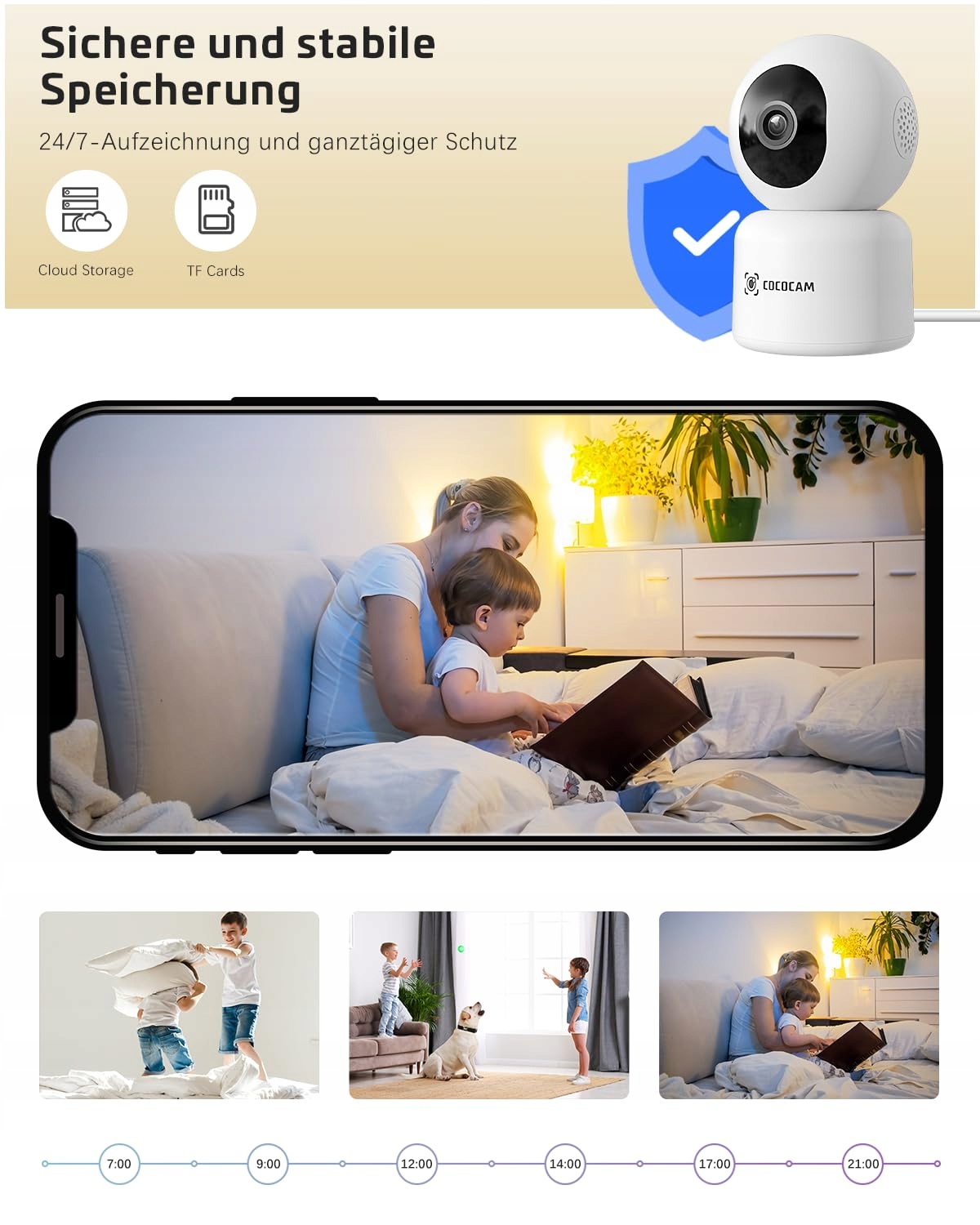 COCOCAM Kamera Wewnętrzna 5MP WiFi 24h Nagrywanie Ruch Audio Alexa — miniatura 9