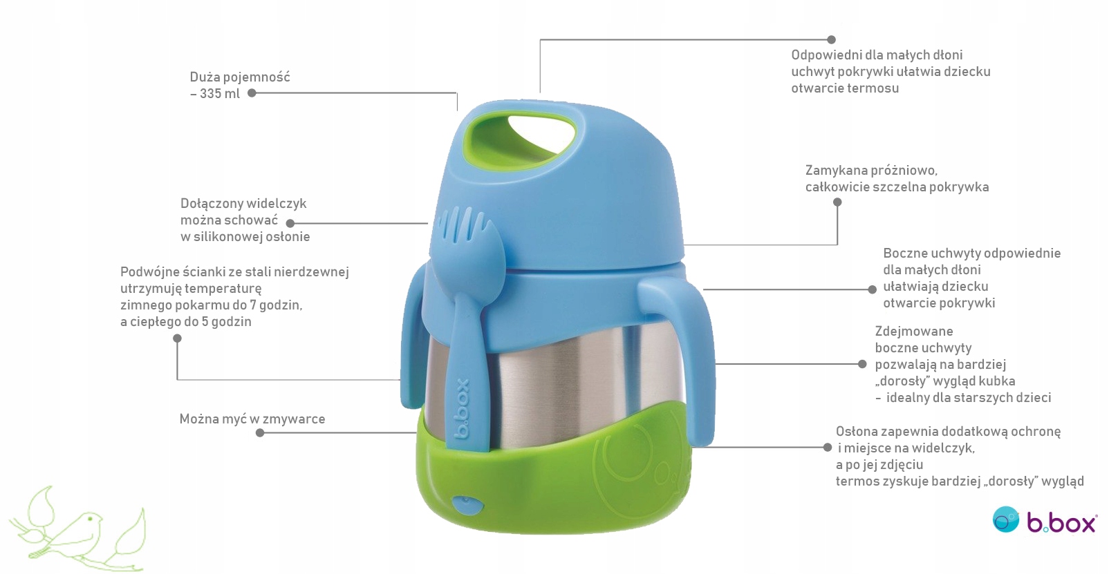 B.BOX Termos na jedzenie Blue Slate 335 ML Kolor niebieski