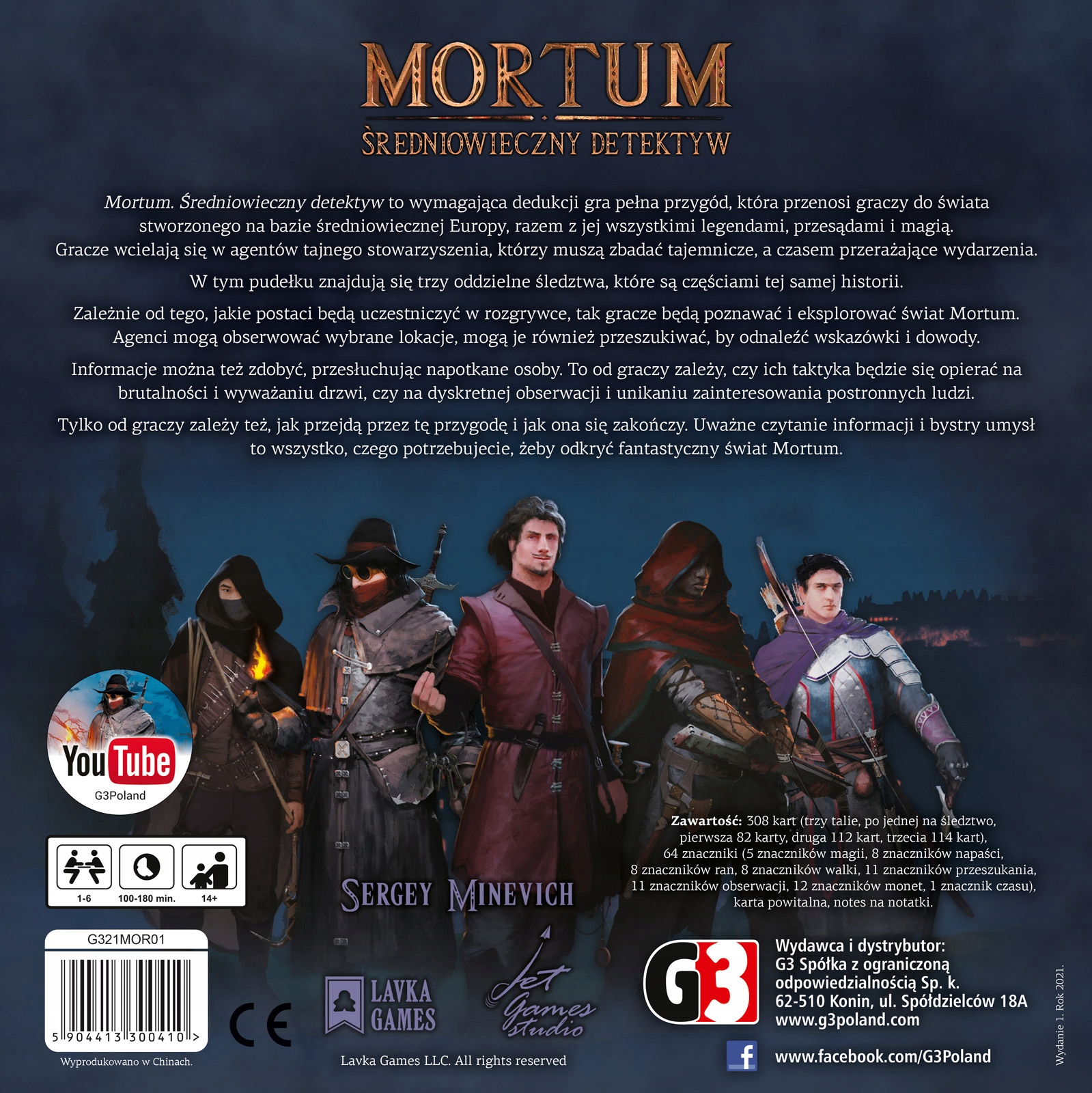MORTUM gra planszowa DETEKTYW podstawa 3 ŚLEDZTWA Czas rozgrywki Dłuższy niż 2 godziny