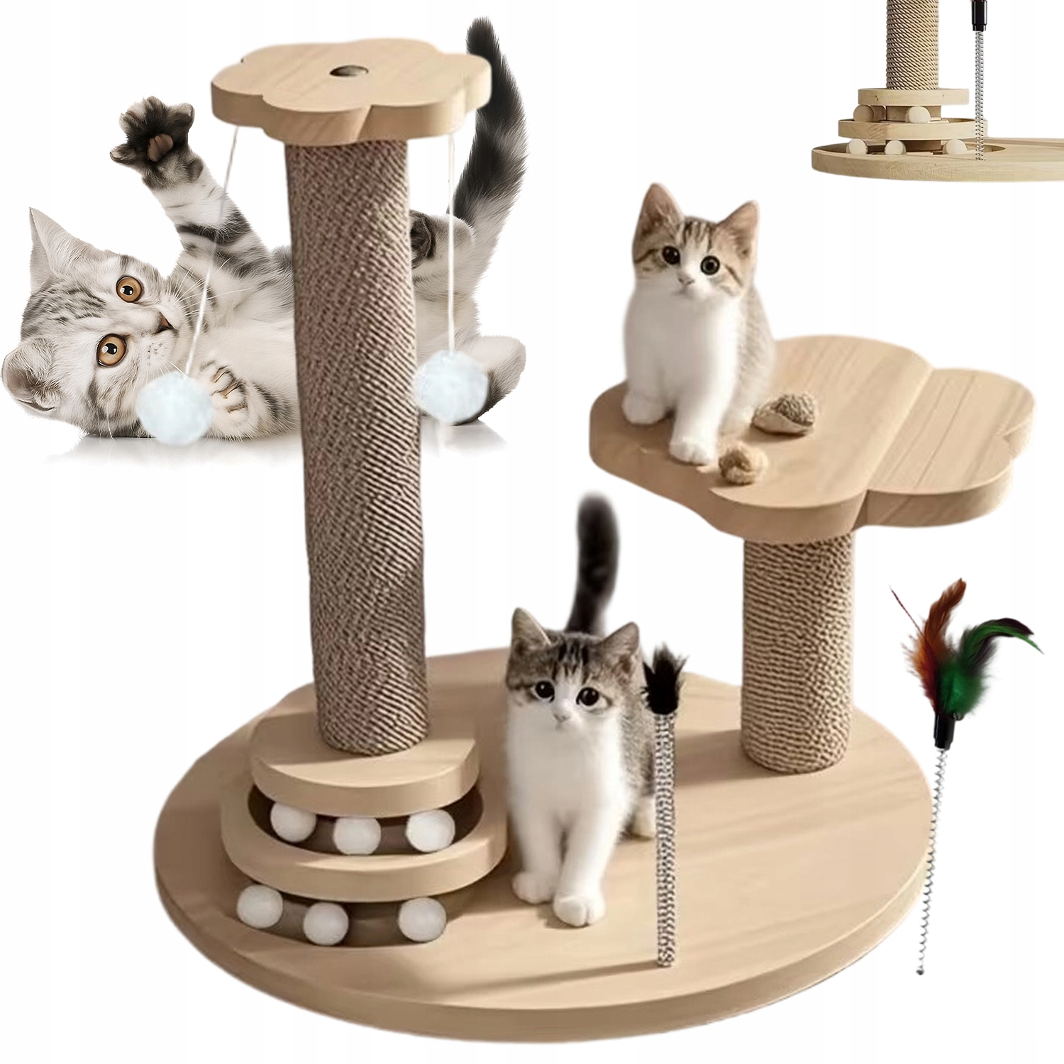 Levně Škrabadlo Pro Kočky Věž Budka Stromek Pelíšek Hračka Myška Pet Hobby