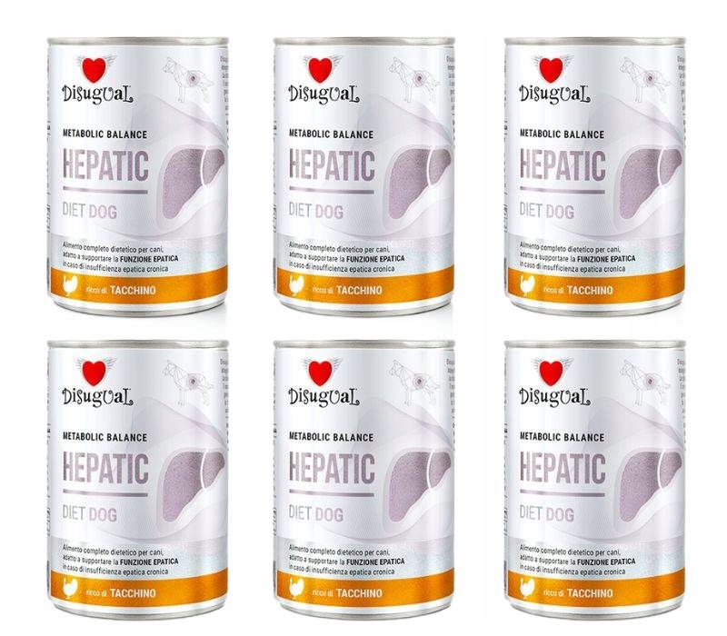 Levně Disugual Pro psa Mokrá strava Veterinární játra Hepatic Krůta 6 x 400 g