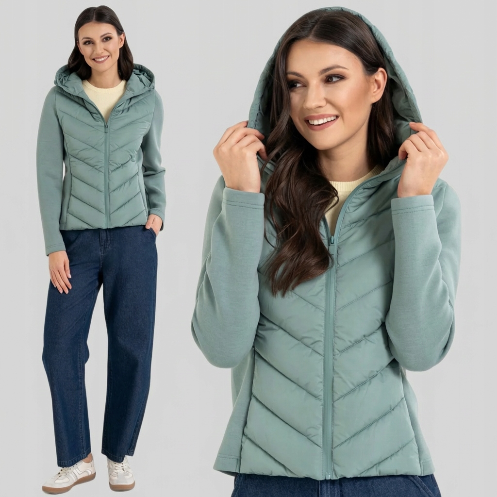 Dámská Přechodová Bunda S Kapucí Moraj Prošívaná Zelená M