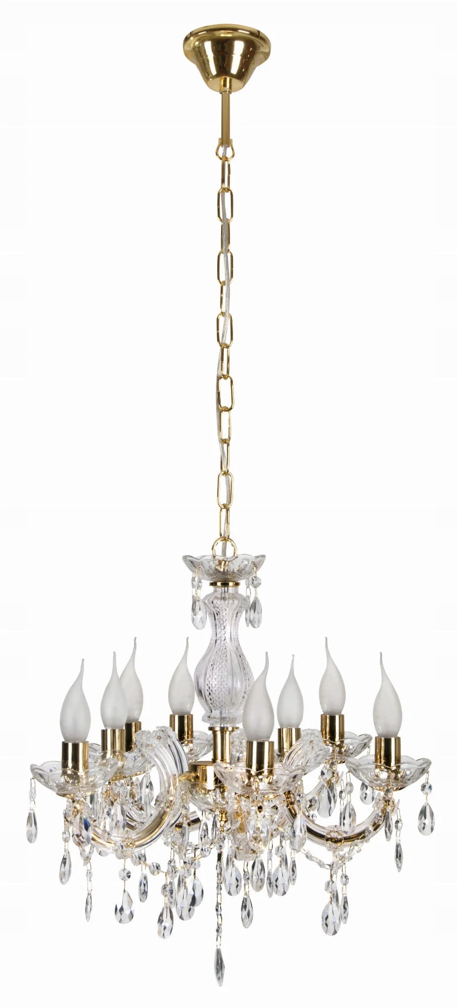 Luster klasický glamour so zlatými kryštálmi do obývačky 8-bodové Candellux