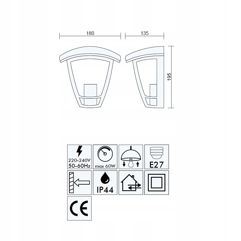 Lampa ogrodowa kinkiet na elewację latarnia IP44 Rodzaj gwintu E27