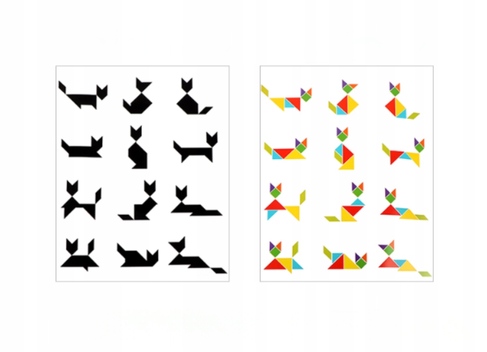 TANGRAM KLOCKI MAGNETYCZNE DREWNIANA UKŁADANKA Z łabędziem Prezent Materiał drewno