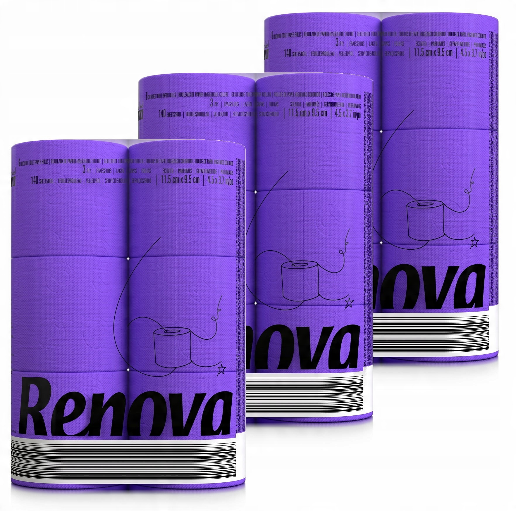 

3x Fioletowy papier toaletowy Renova 6 szt