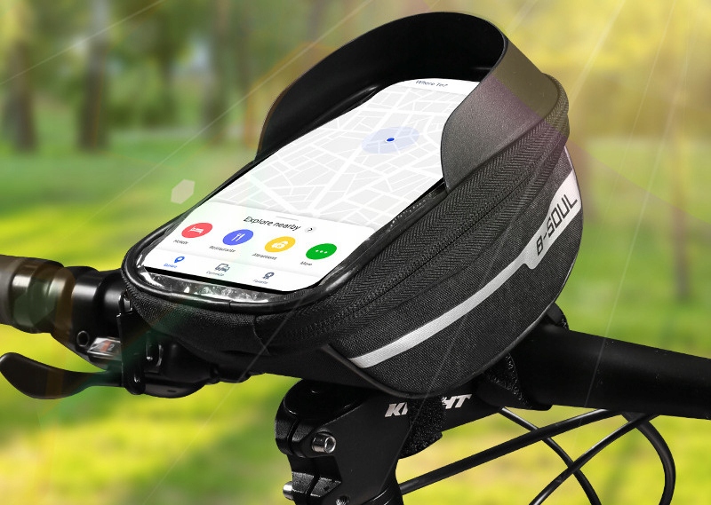 WODOODPORNA SAKWA ROWEROWA NA TELEFON NA KIEROWNICE ODBLASKOWA MAX 6,8 CALA Model SAKWA ROWEROWA TORBA WODOODPORNA NA ROWER TELEFON