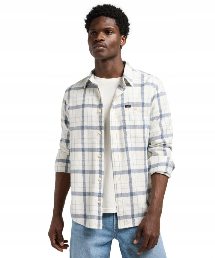 Pánská košile Lee Leesure Shirt Ecru Indigo Plaid 112370459 XL