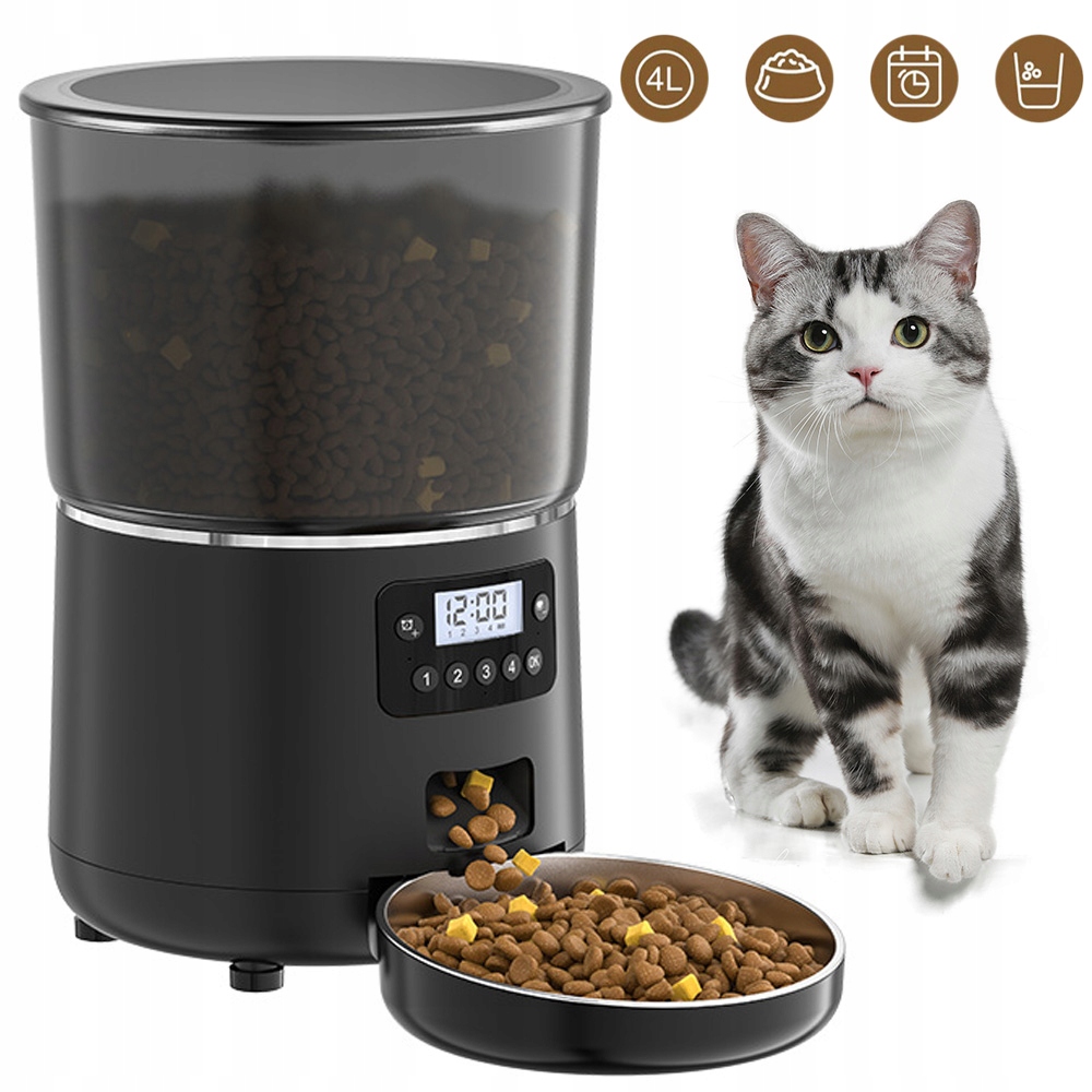 Levně Dávkovač Krmiva Pro Psa Kočku Automatický Podavač Miska 4L Velká Kapacita