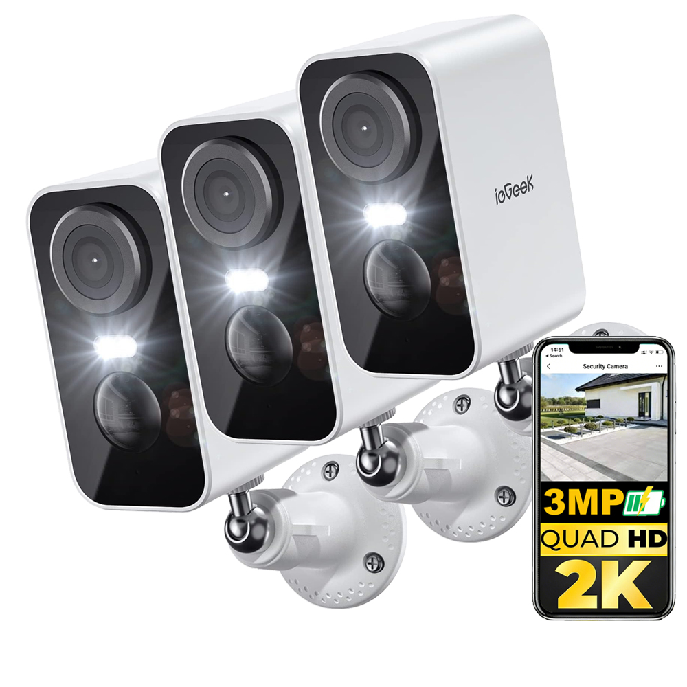 3 Kusy Wifi Bezdrátová Monitorovací Kamera 2K 3MPX Noční Vidění V Barvě