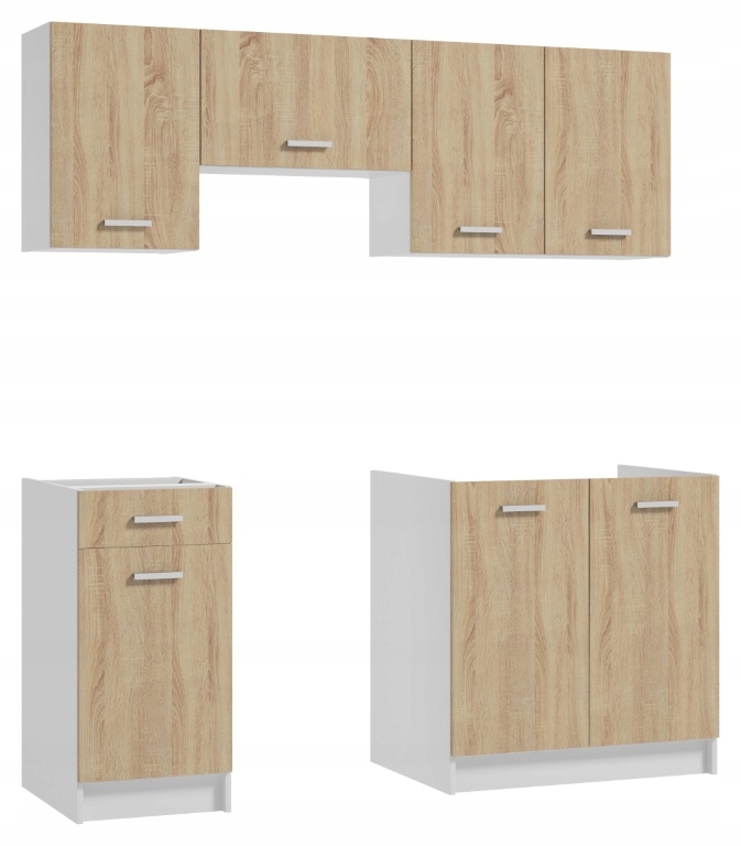 Kuchyňská linka 180 cm dub sonoma bílá 5 dílů komplet