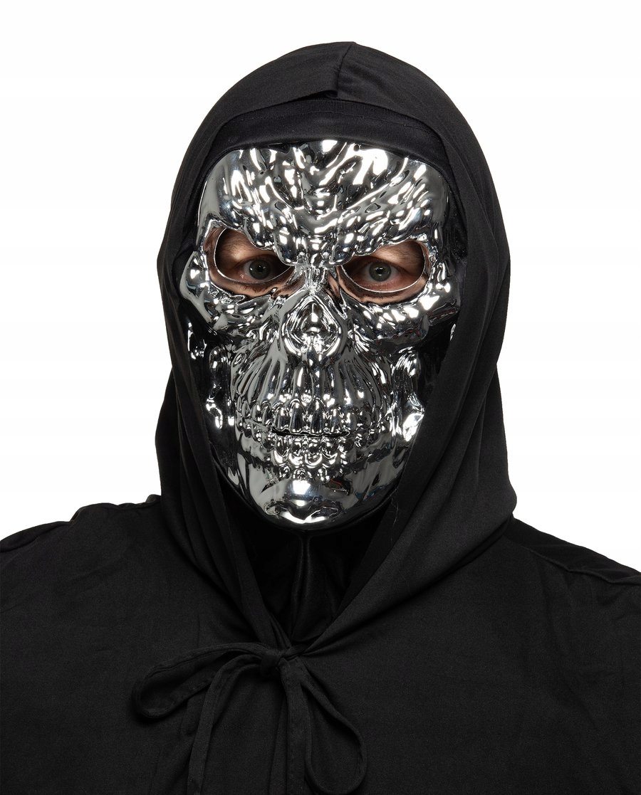 

Maska Czaszka Czacha Z Kapturem Halloween Srebrna