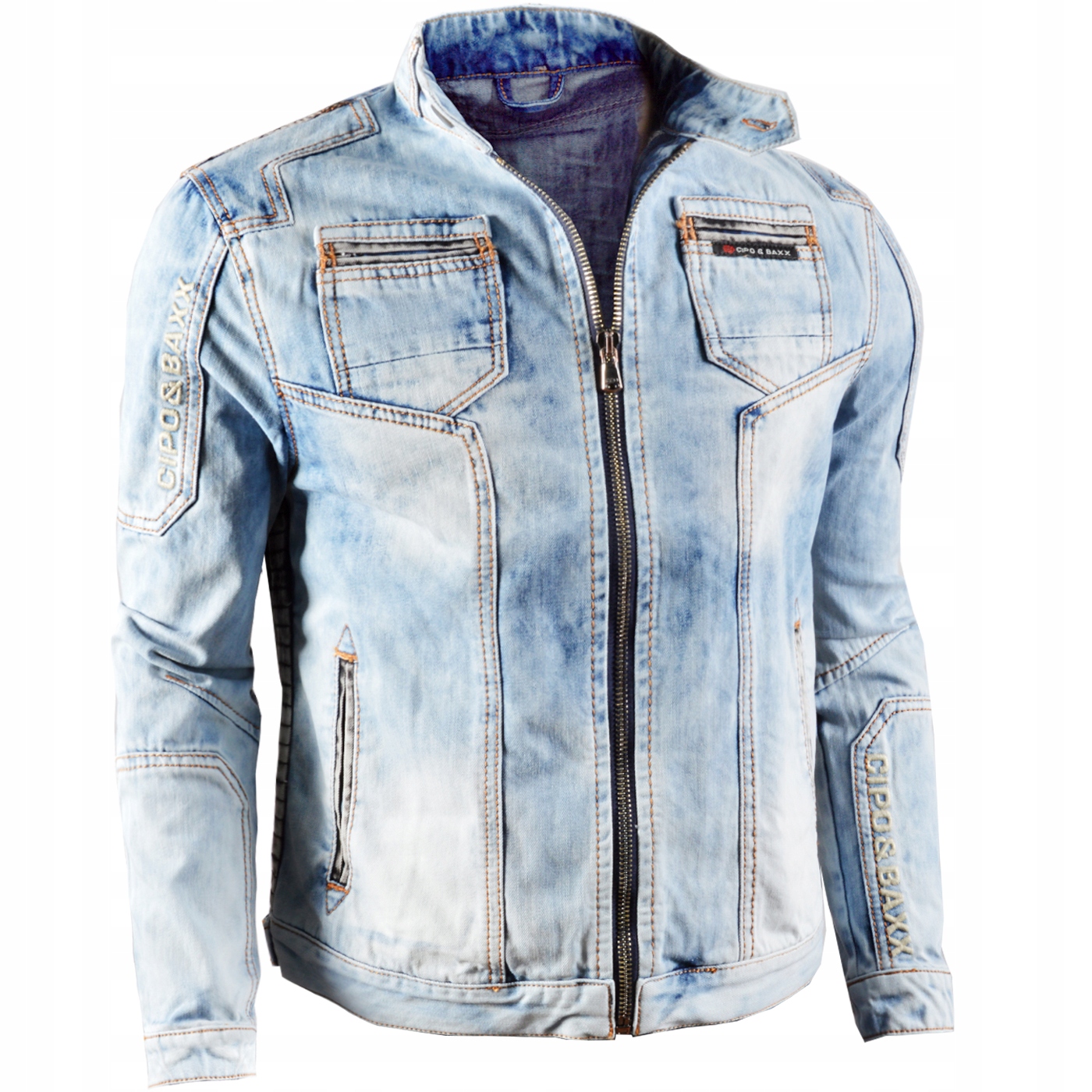 Katana Džínová bunda Jeans Cipo Baxx Přetíratelná světle modrá